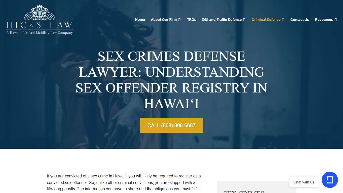 Sex Crimes Defense Lawyer: Understanding Sex Offender Registry in Hawai‘i | Hicks Law - A Hawai‘i Limited Liability Law Company