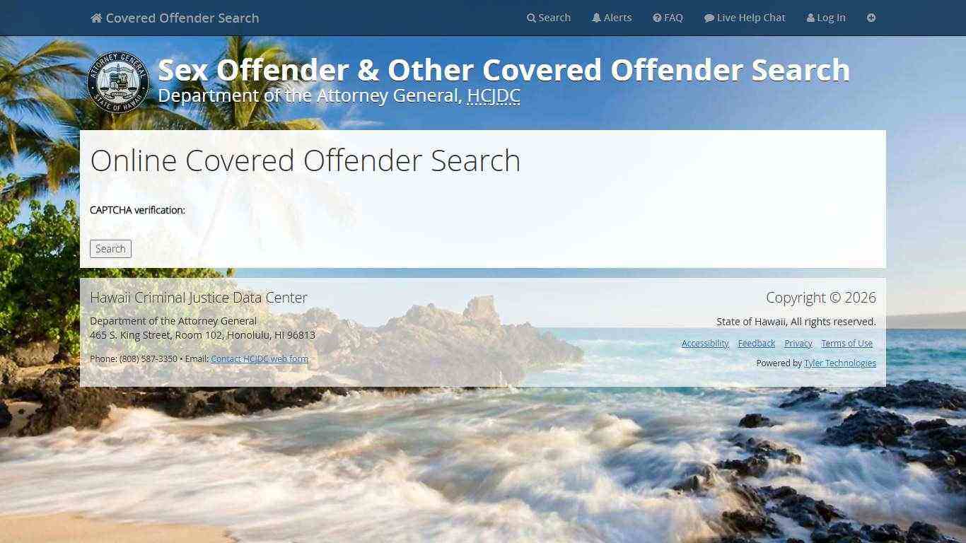 HCJDC Covered Offender Search